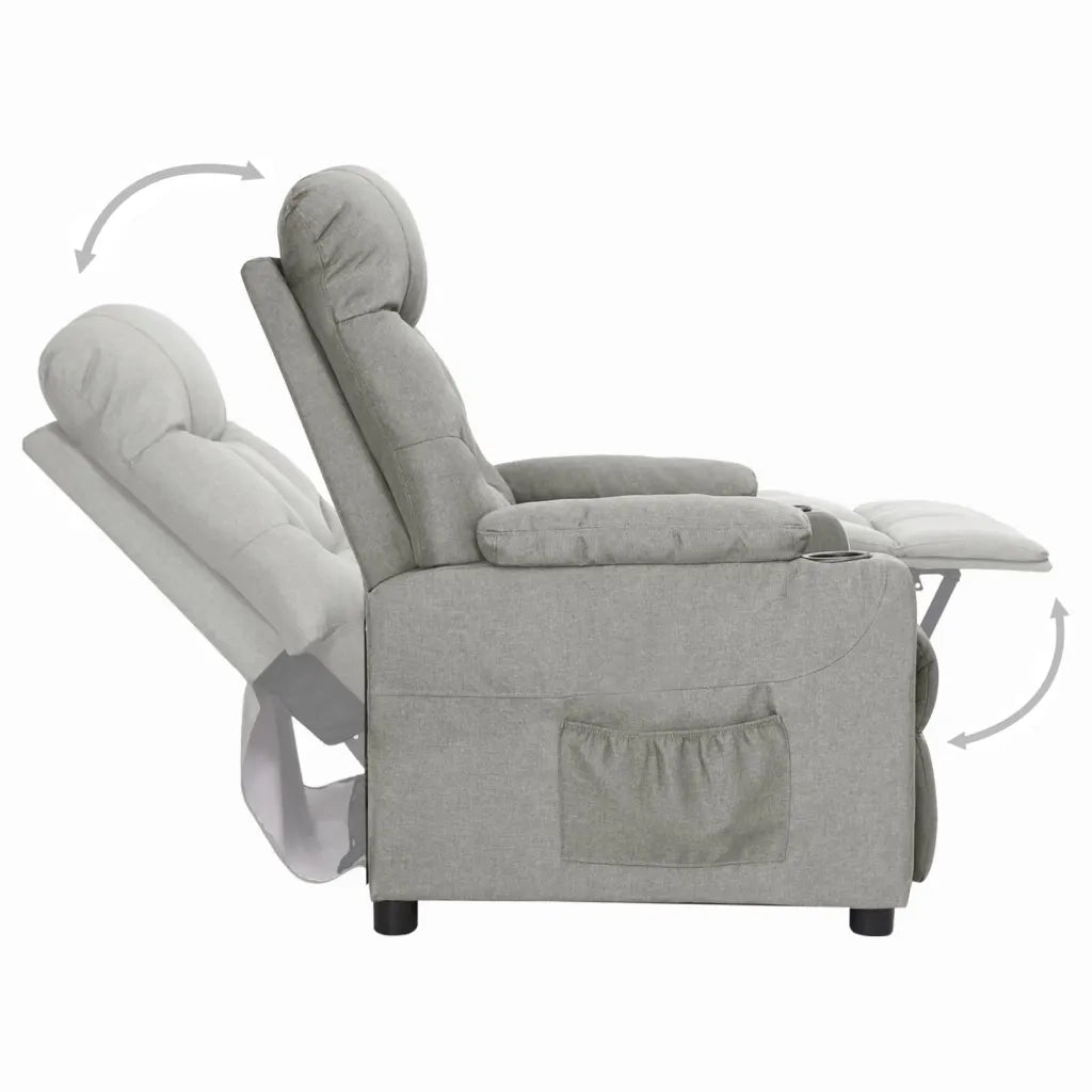 Poltrona | Sedia Relax Reclinabile in Tessuto Grigio Chiaro