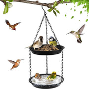 Hangend 2-in-1 Vogelbad e Beccuccia, Progettato a Doppia Lastra, Beccuccia per Uccelli Invernale in Plastica (23 x 23 x 3 cm), Utilizzabile Tutto L'anno per Giardino e Terrazzo