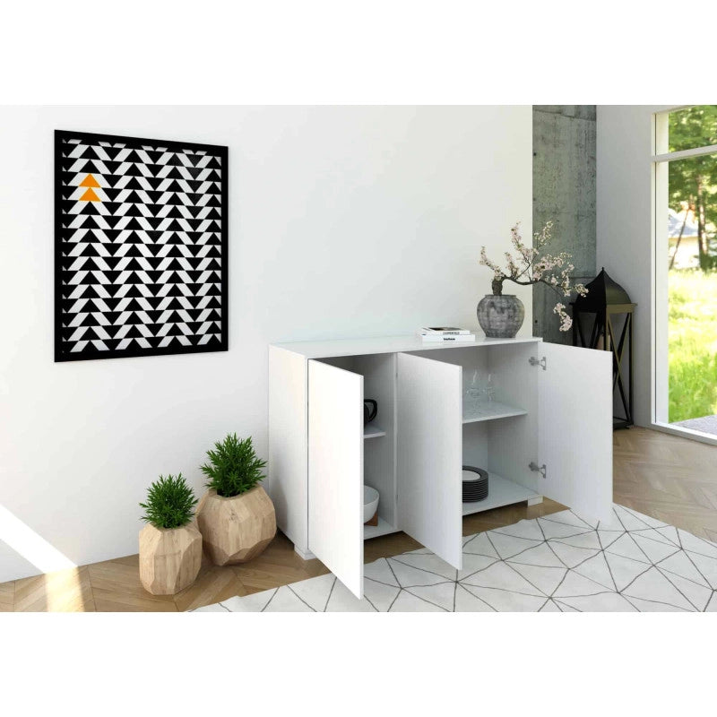 Madia moderna 3 ante 130x40x83 cm Lumina - Bianco Lucido