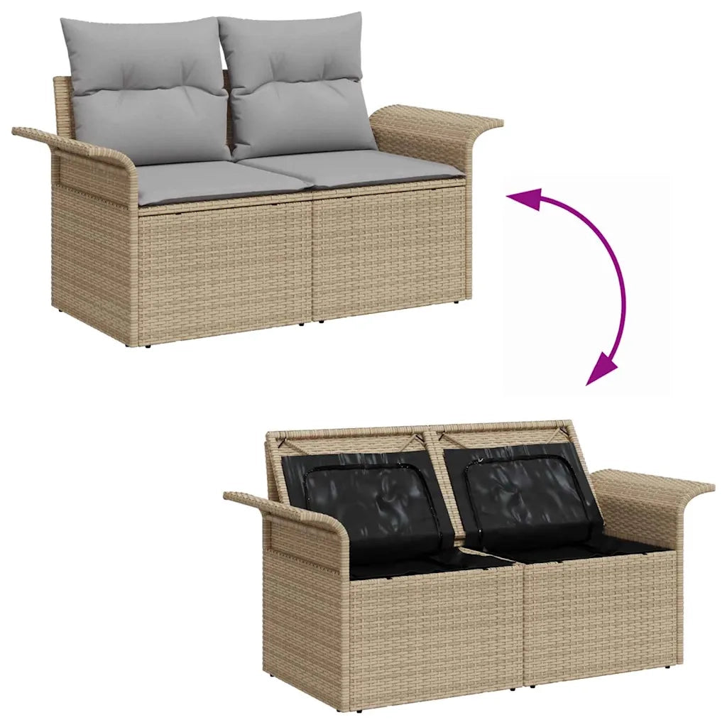 Set Divano da Giardino 6 pcs Beige Poly Rattan