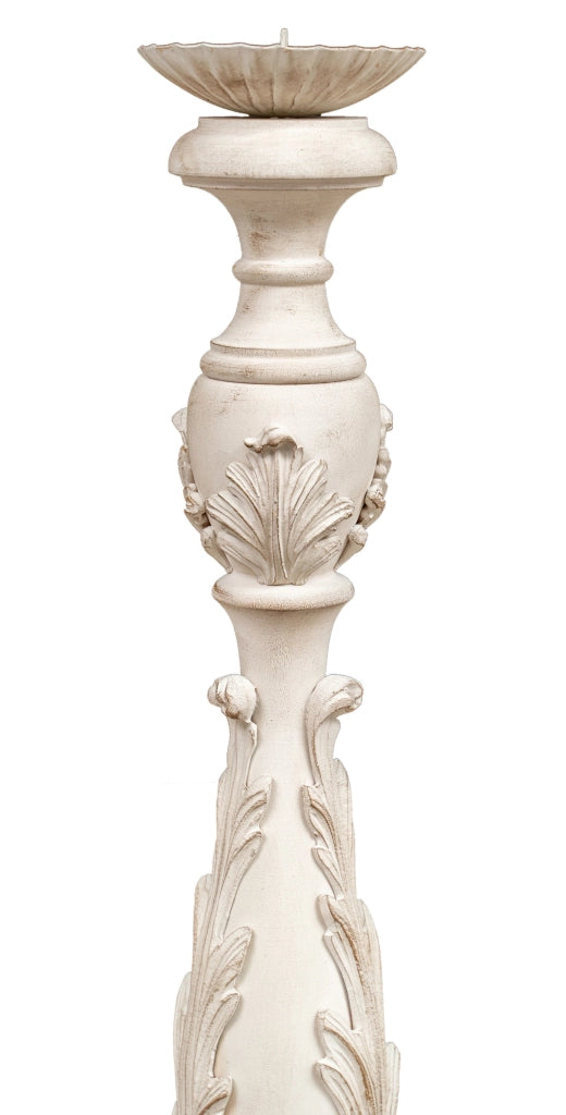 Biscottini CANDELIERE IN LEGNO FINITURA BIANCA ANTICATA MADE IN ITALY dimensioni lunghezza