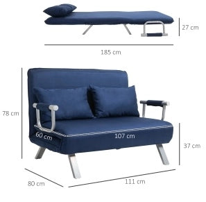 Divano letto con schienale regolabile e cuscino sfoderabile