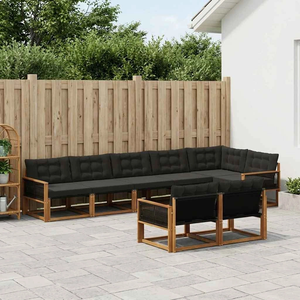 Set di divani da esterno 8 pz Naturale e Nero 3381504