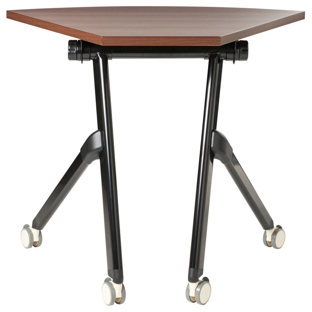 Scrivania pieghevole da ufficio con struttura in metallo marrone scuro e piano in MFC 90 x 64 cm Tavolo pieghevole portatile con rotelle