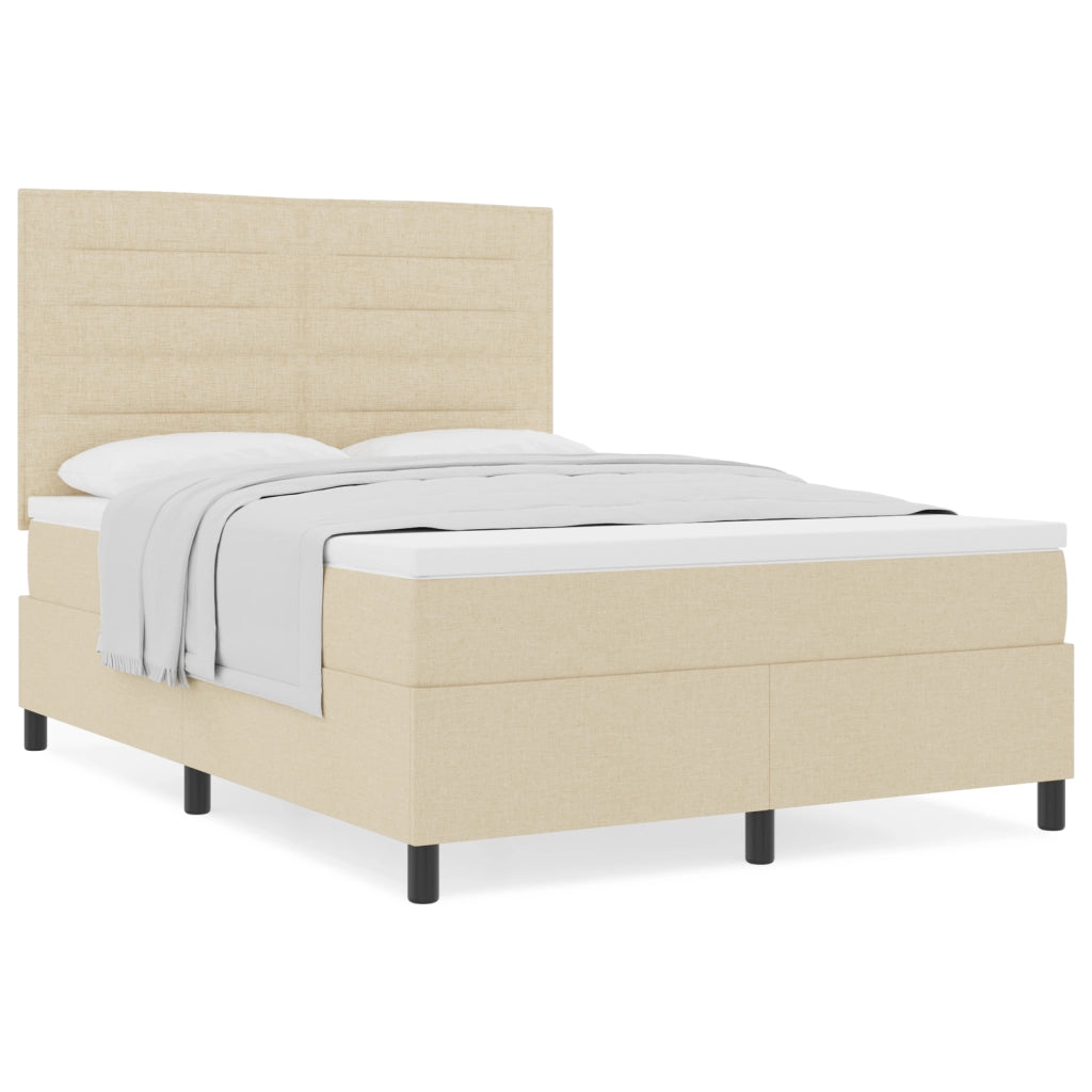 Letto con box spring con materasso crema 140x200 cm tessuto