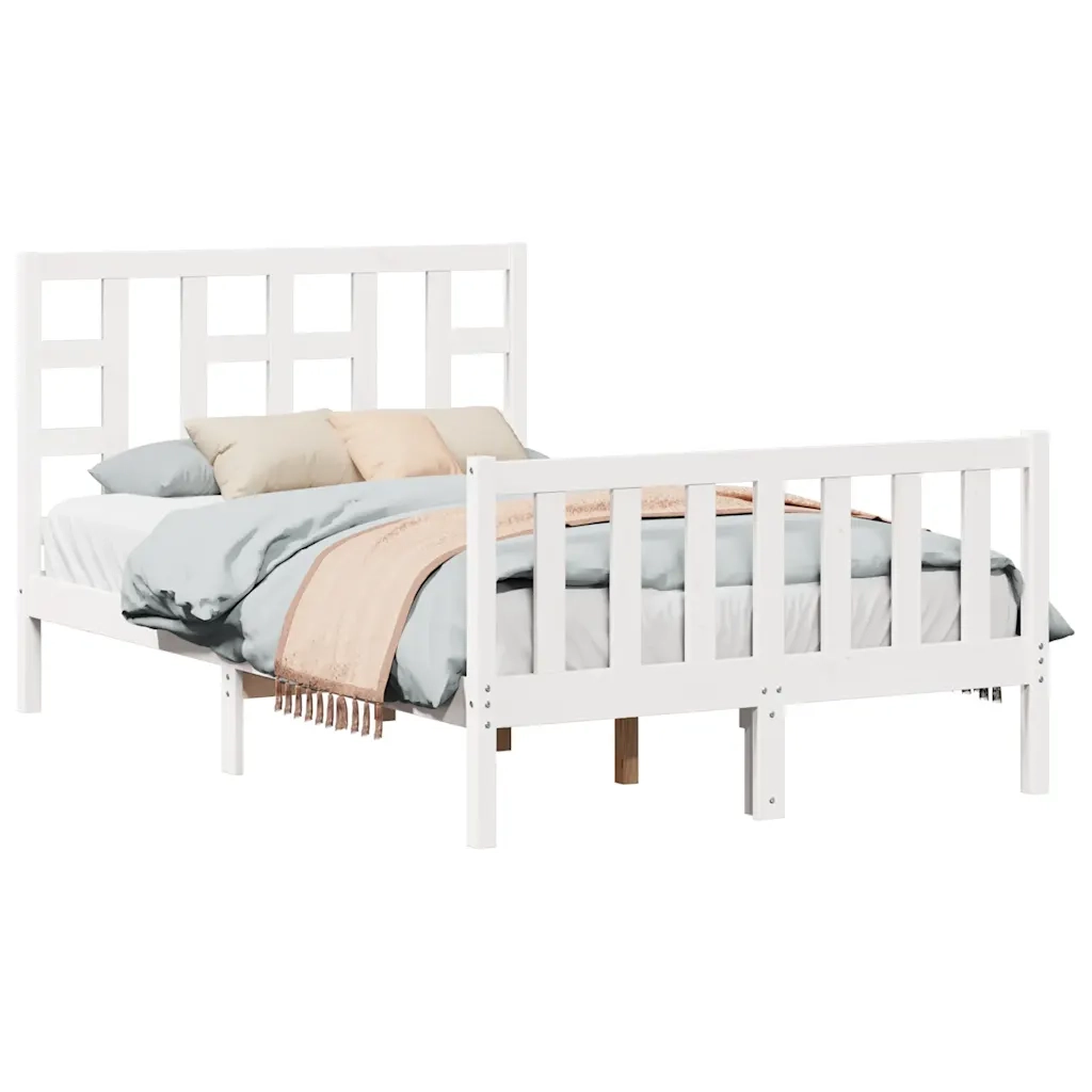 Giroletto senza Materasso-Struttura Letto Bianco 120x200 cm Legno Massello Pino 749986