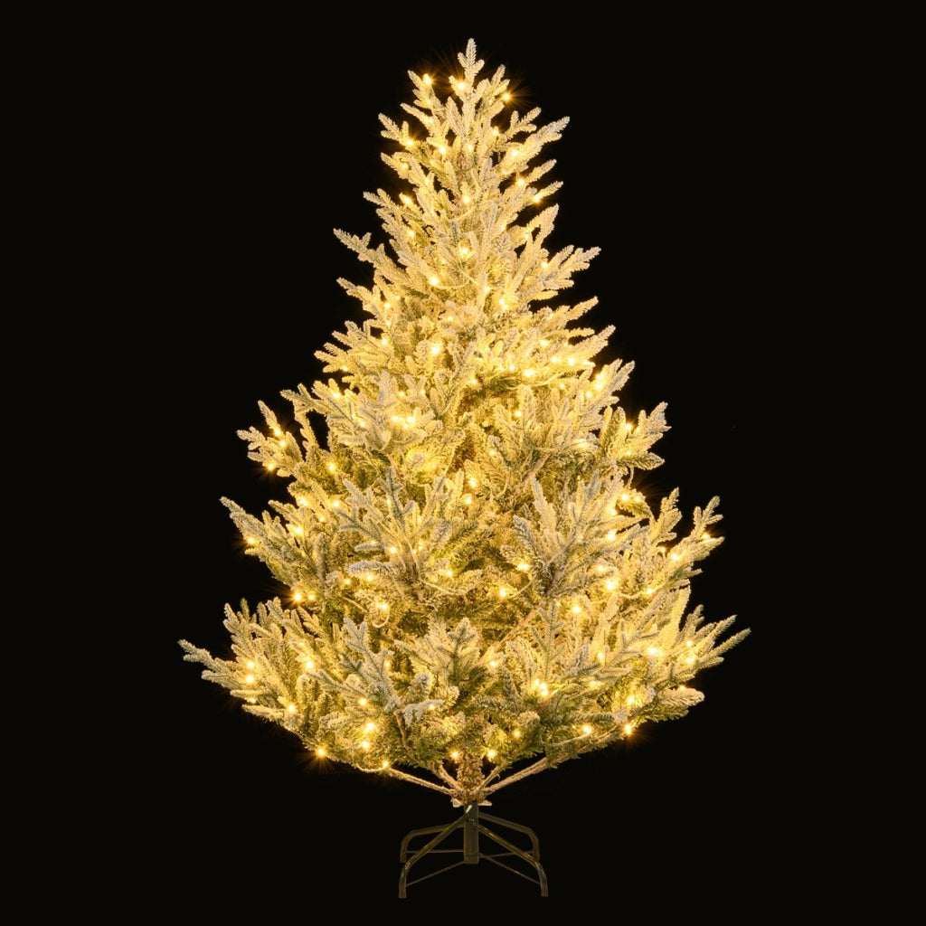 Albero artificiale preilluminato da 180cm luminosit¨¤ regolabile, Albero di natale innevato con rami articolati-Alberi di Natale