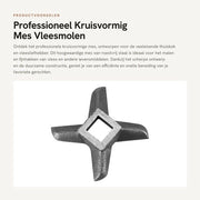 Vleesmolen Professionale con Dispositivo di Sostituzione - Costruito in Acciaio Inossidabile - Disegno a Croce - 5 Tipi di Lame - Duraturo e Facile da Pulire - Vleesmolen con Sostituzione delle Lame