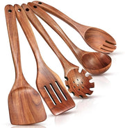 Set di utensili da cucina in legno di teak - 5 pezzi - duraturo