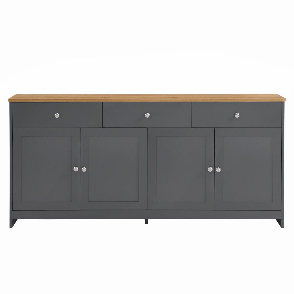 Credenza ¨C Xylo ¨C Grigio, Nero, Legno, 4 Ante 3 Cassetti, Soggiorno