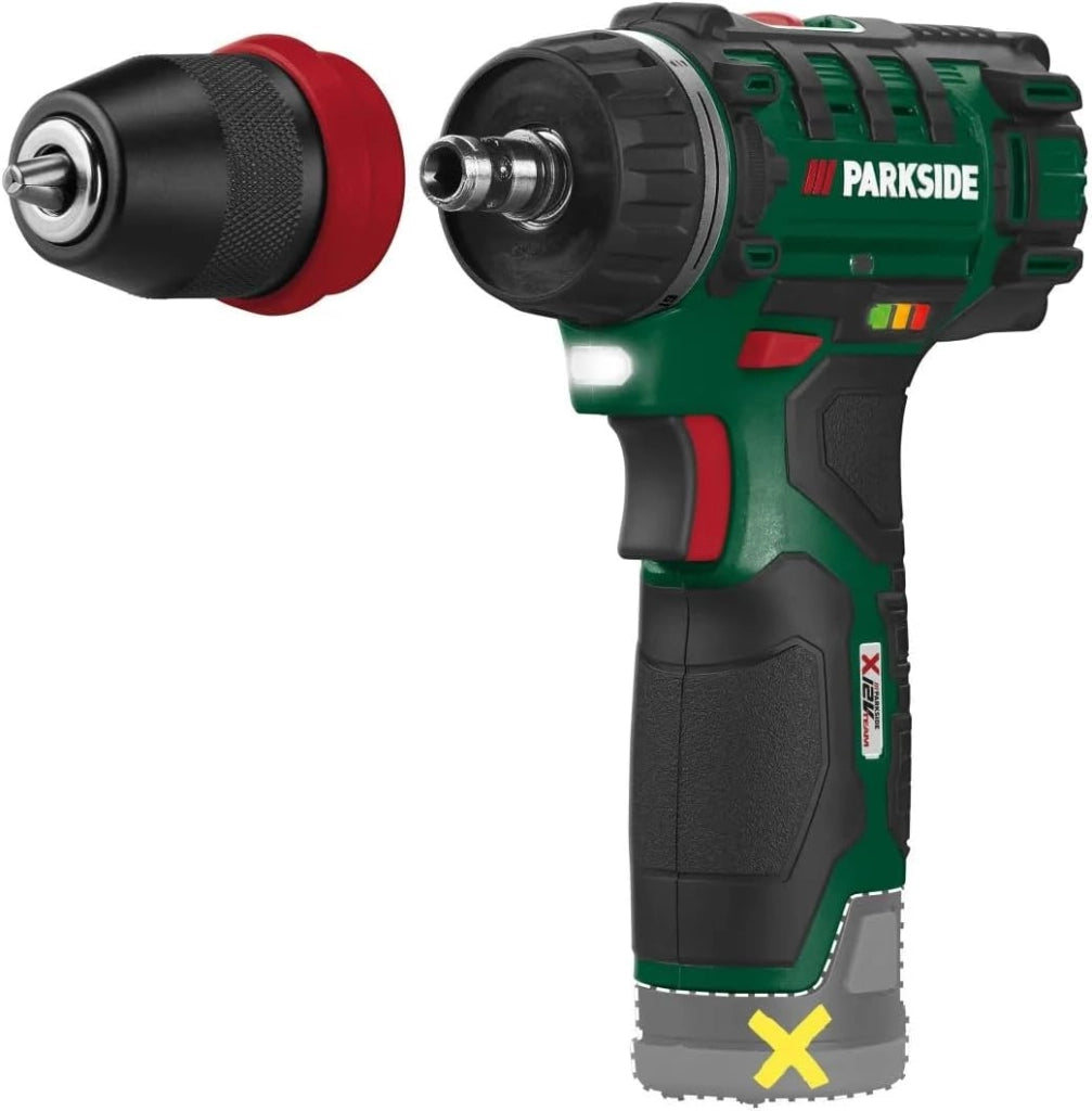 Trapano senza fili PBSA 12 C2 X12V TEAM (con batteria e caricabatterie, in una valigetta)