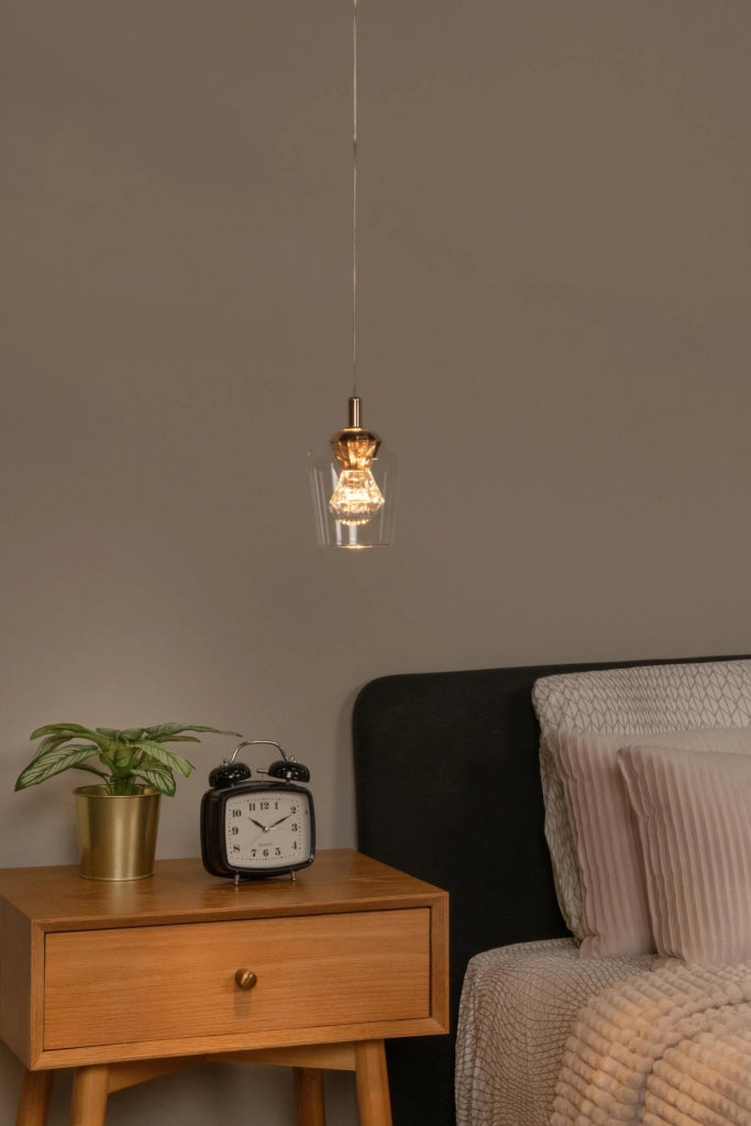 Lampada sospensione BERLIANE LED 4W vetro oro nero Lucide