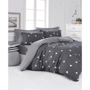 Completo letto - 1 copripiumino 220 x 240 cm + 2 federe 60 x 60 cm - 65% cotone, 35% poliestere - Grigio