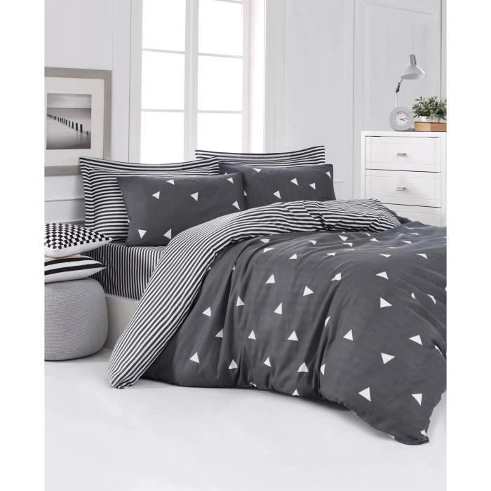 Completo letto - 1 copripiumino 220 x 240 cm + 2 federe 60 x 60 cm - 65% cotone, 35% poliestere - Grigio