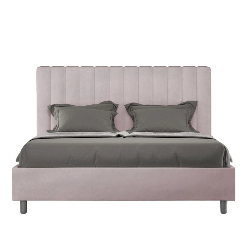 Letto imbottito Piazza e mezzo 130x200 cm Agueda - Con rete,Glicine,Microfibra