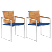 Sedie da Giardino 2 pz con Cuscini in Legno Acacia e Acciaio cod mxl 75817