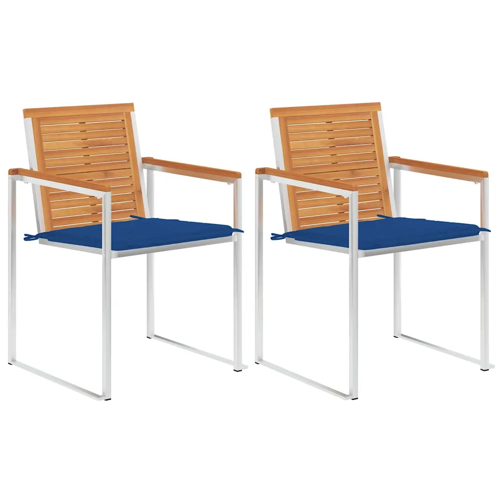 Sedie da Giardino 2 pz con Cuscini in Legno Acacia e Acciaio cod mxl 75817