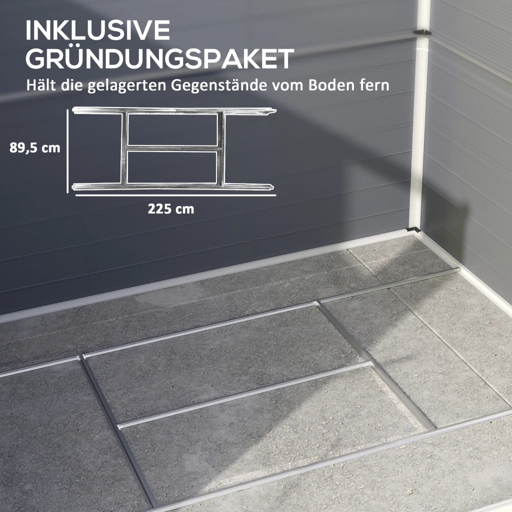 CASSETTA DA GIARDINO 240 x 190 x 228 cm Plastica Grigio con finestra