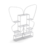 Set di 2 mensole in metallo per piante 56 x 26 x 185 cm robuste e creative a forma di farfalla metallo bianco 20_0014809
