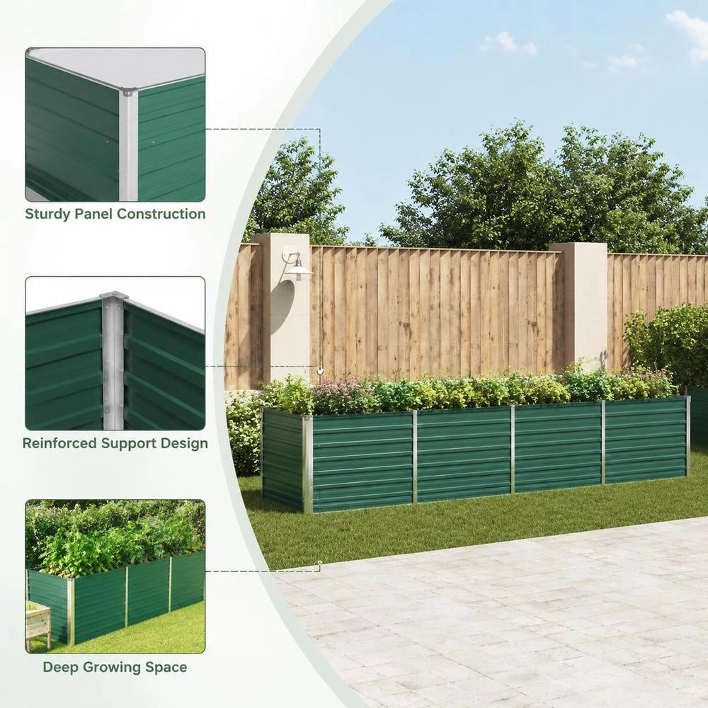 Garden Raised Bed Galvanized Steel 320x80x77 Cm Green