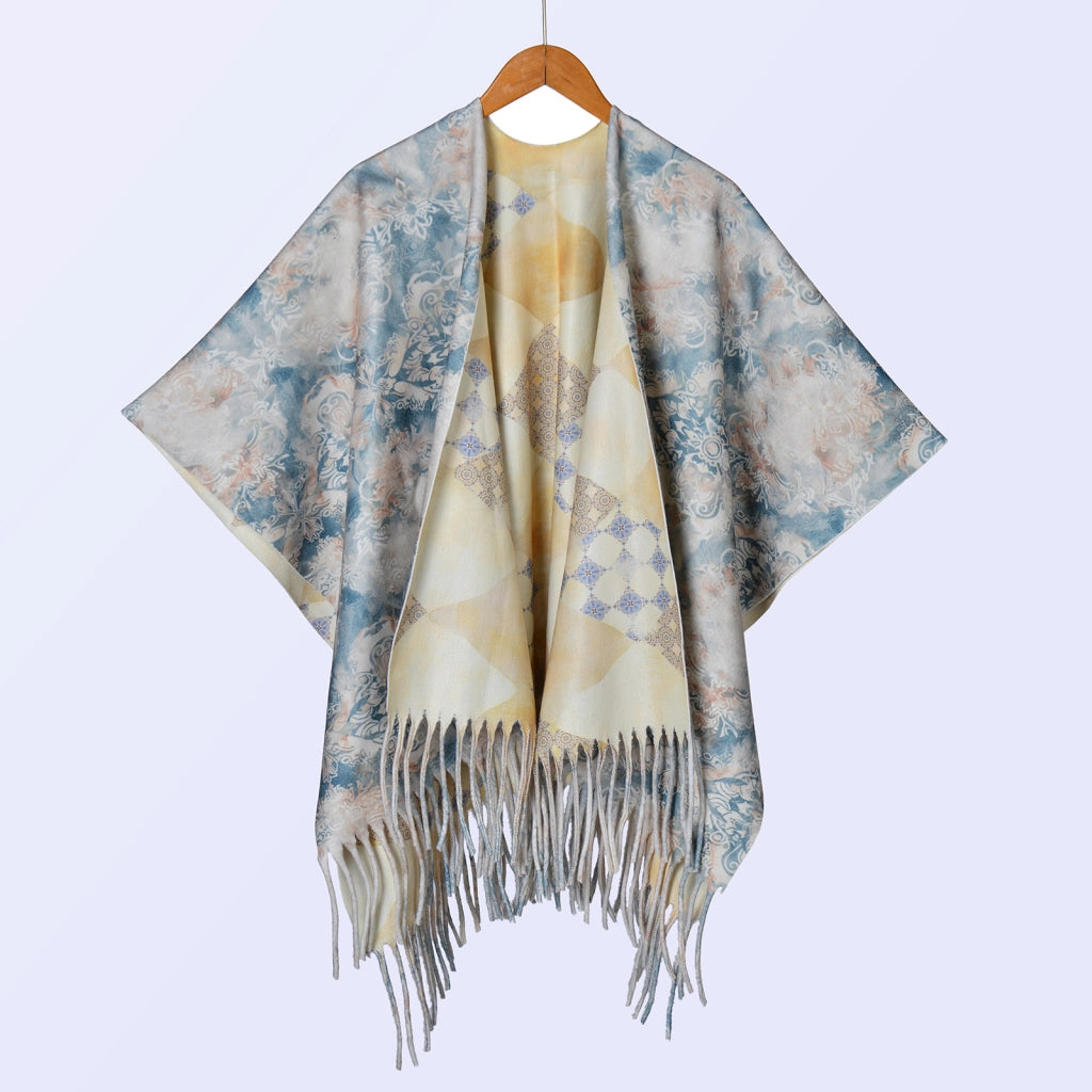 Nuovo scialle double face spesso, stile retr¨°, ampia cappa da donna.