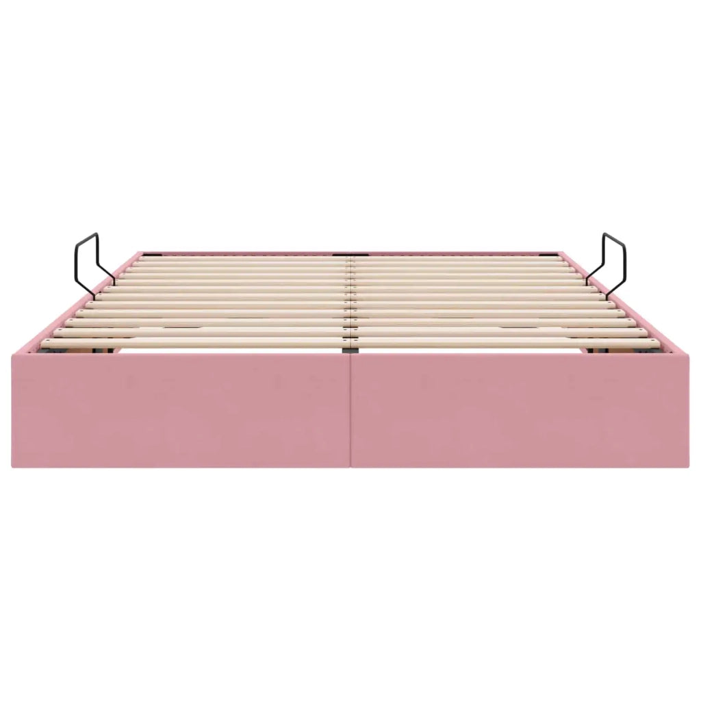 Letto ottomano con archiviazione Rosa 140 x 200 cm Velluto