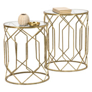 Gamalema, Tavolino da Salotto set da 2, 42x42x53h cm oro