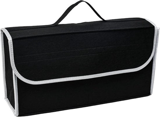 Organizzatore di bagagliaio in vilten. Utilizzabile come organizzatore di bagagliaio, box auto in vilten, cassetto bagagli, cassetto strumenti, adatto a tutti i modelli di auto. (Nero - 3 mm spesso, 50-24-15 cm)