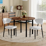 Tavolo da pranzo rotondo con piano in MDF e inserto in vetro con 2 sedie in PU per cucina e soggiorno 100 cm