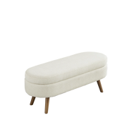 Panca contenitore ovale con vano ventilato e piedini antiscivolo, per ingresso e camera, in ciniglia beige