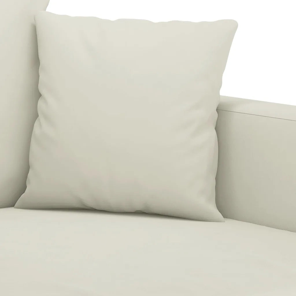 Set di Divani 3 pz con Cuscini Crema in Velluto