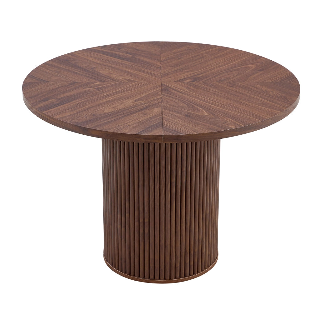 Tavolo da pranzo rotondo 100 cm in MDF effetto noce; altezza 76 cm