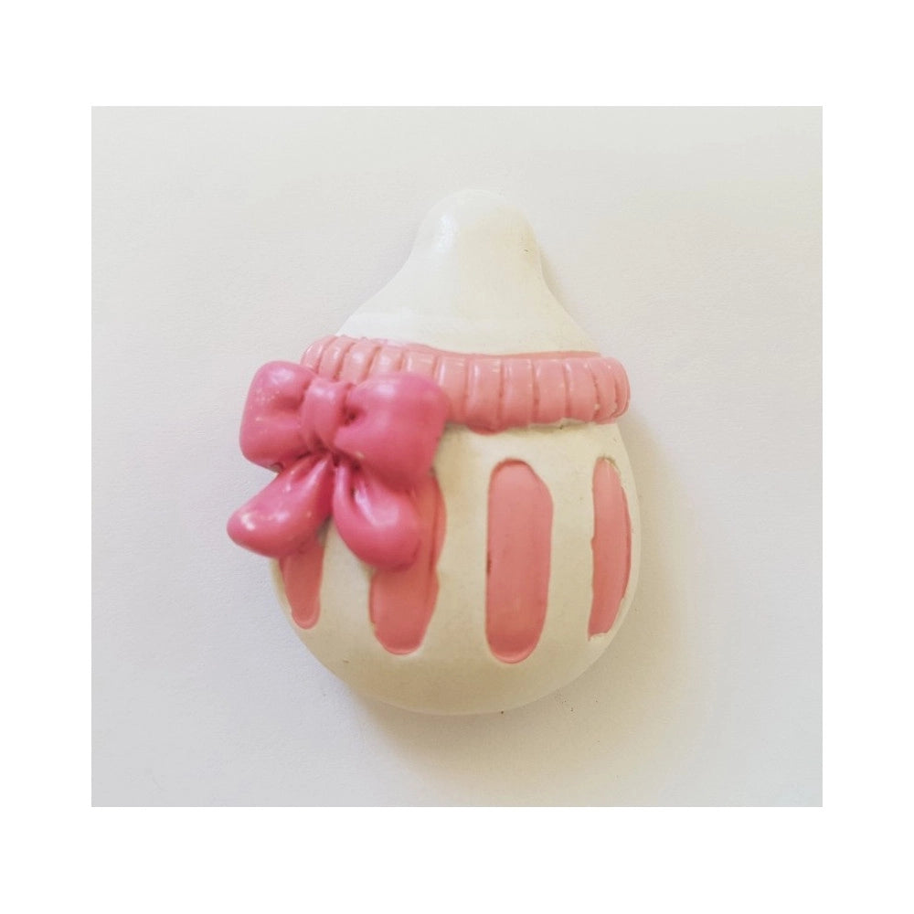 Trade Shop - 12 Pezzi Bomboniera Biberon Rosa Ciucciotto Ceramica Magnete Battesimo Nascita -