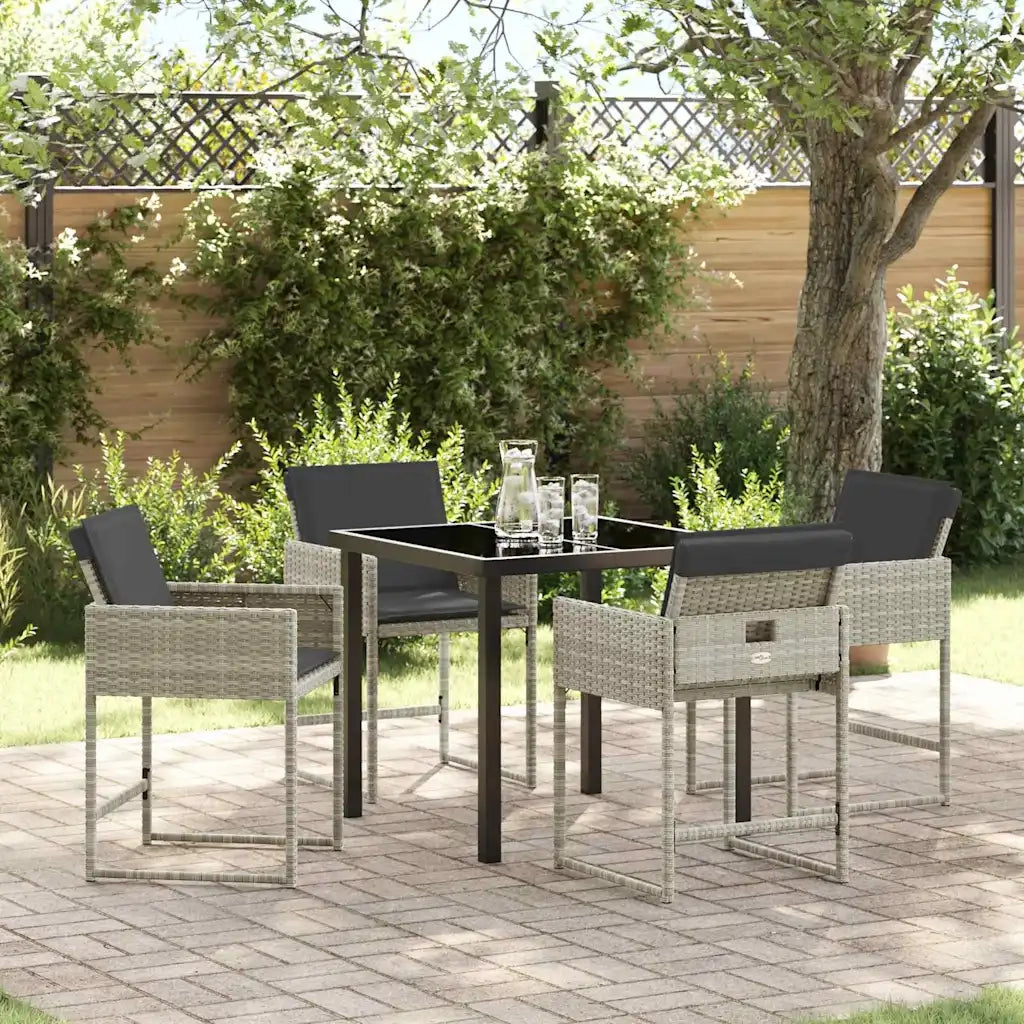 Set da Pranzo per Giardino 5 pcs Grigio chiaro polyrattan 3380733