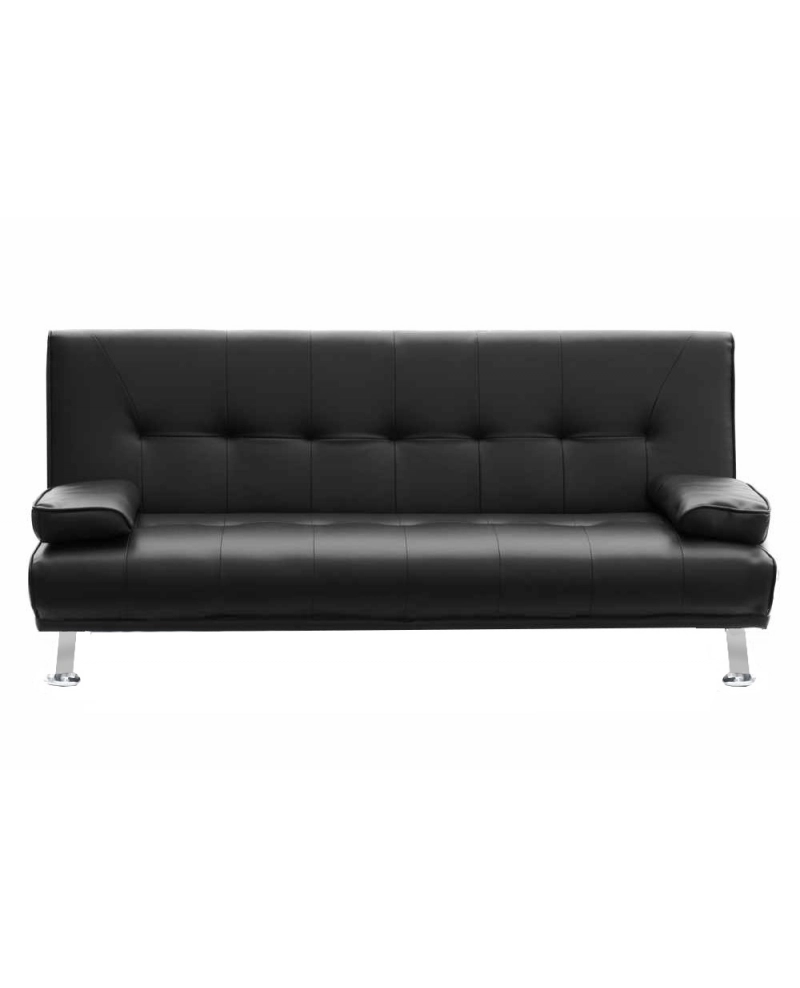 Divano letto reclinabile 3 posti ecopelle nero doppio cuscino Sicorage Kidren