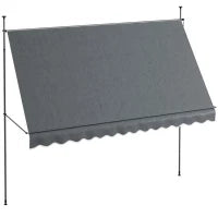 Tenda da Sole Autoportante Manuale Retrattile 3.5 x 1.2 x 2.1-3 m, Inclinazione Regolabile, Metallo Alluminio Poliestere, Grigio Scuro