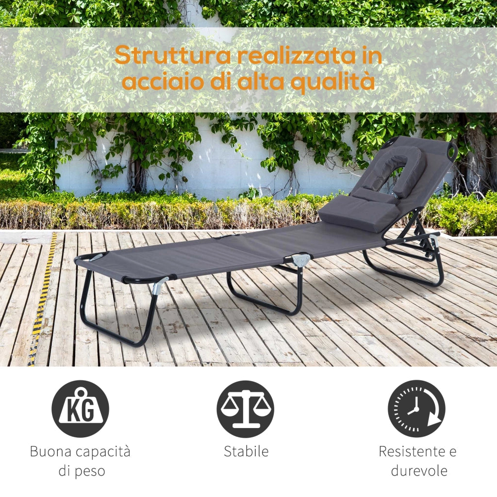 Lettino da Giardino ¨C zephmum ¨C Grigio 75x200 cm