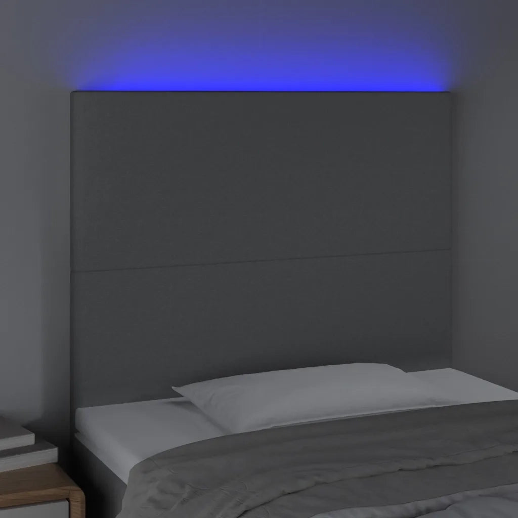 Testiera | Testata a LED Grigio Chiaro 90x5x118/128 cm in Tessuto
