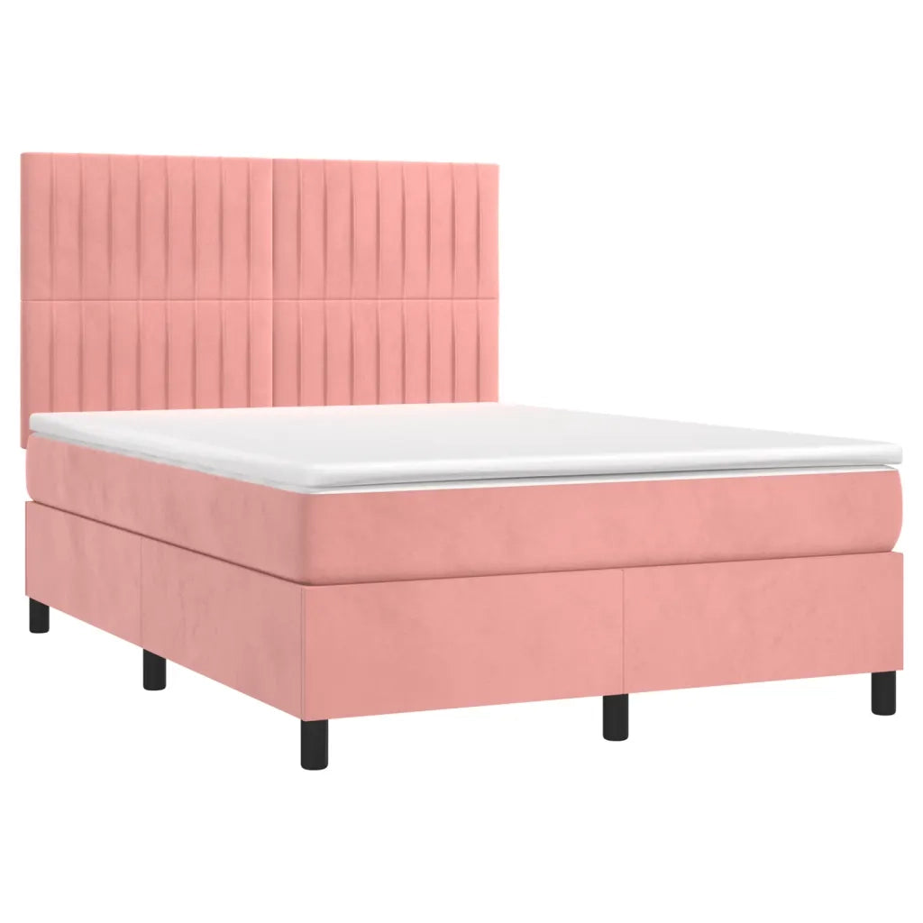 Giroletto a Molle con Materasso Rosa 140x200 cm in Vellutocod mxl 123757