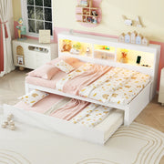 Letto estraibile singolo 90×200 cm con LED; vano laterale; prese e USB; senza materasso; bianco