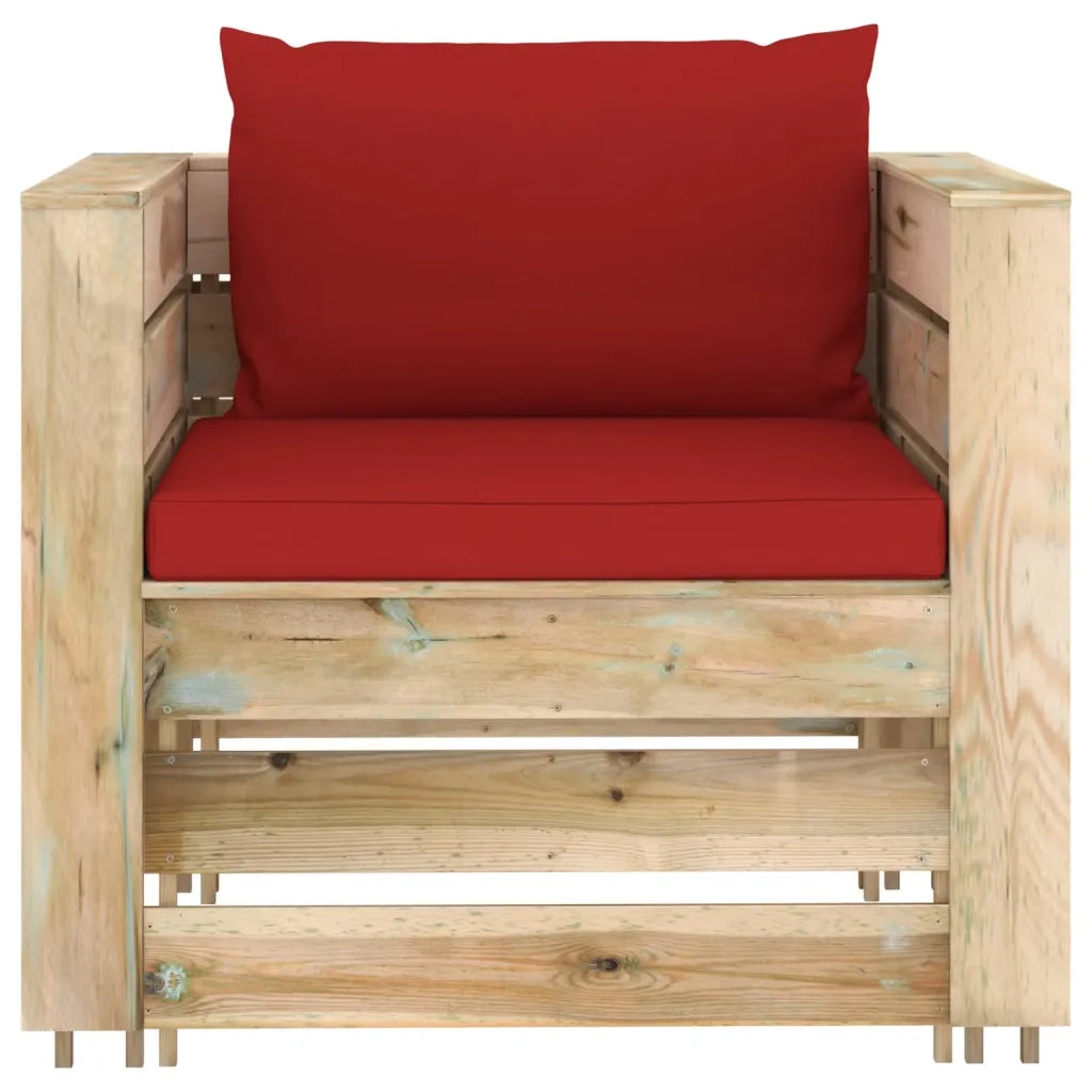Set Salotto da Giardino 2 pz | Set di Mobili da Esterno con Cuscini Legno Impregnato Verde