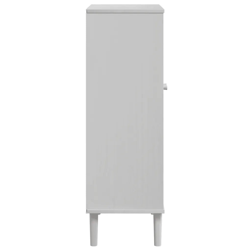 Scarpiera SENJA Aspetto Rattan Bianco 59,5x35x107 cm Massello 358050
