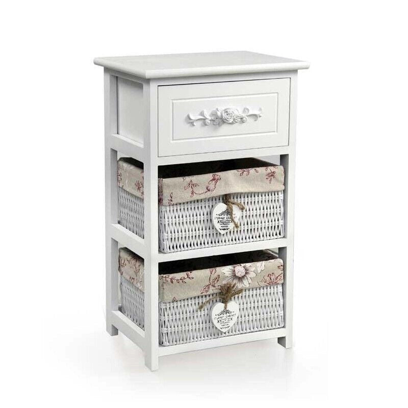 MAURY'S CASSETTIERA IN LEGNO 3 CASSETTI 36X28X61CM CON DECORO FLOREALE