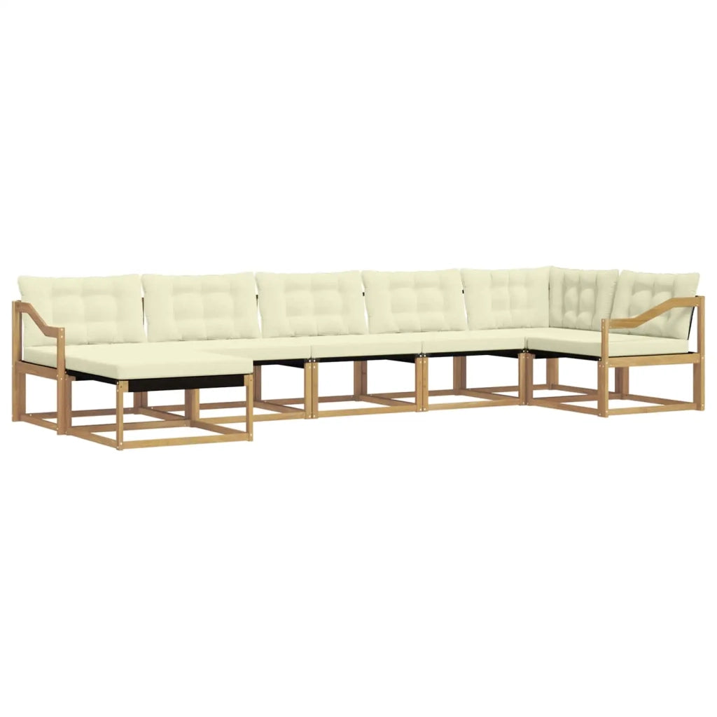 Set di divani da esterno con cuscino 7 pcs Bianco e Crema