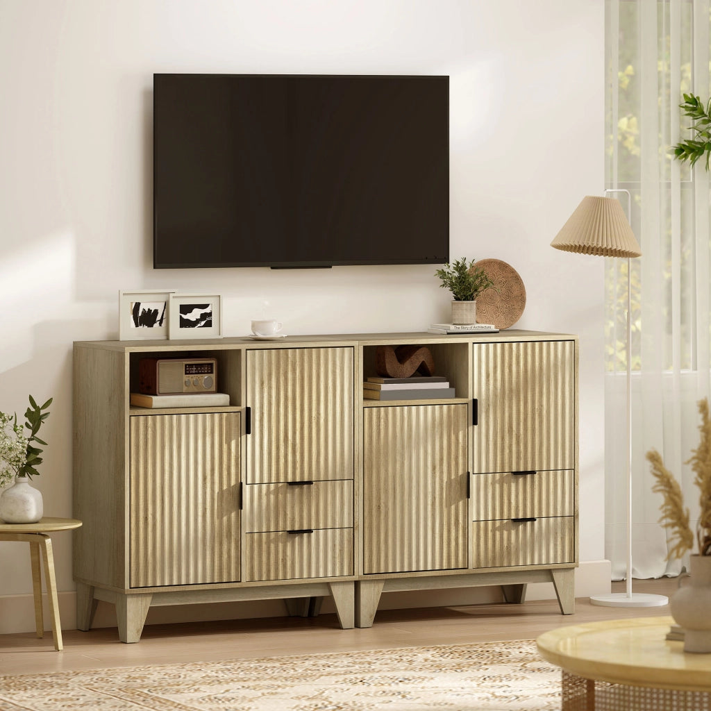 Credenza da soggiorno ¨C Xylo ¨C legno naturale, 2 ante, 2 cassetti, 80x40x90cm