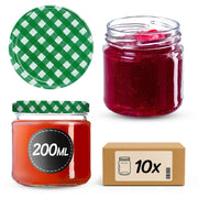 Barattoli per conserve KADAX Lerma 200ml 10 pezzi 66mm + coperchio "Griglia verde"
