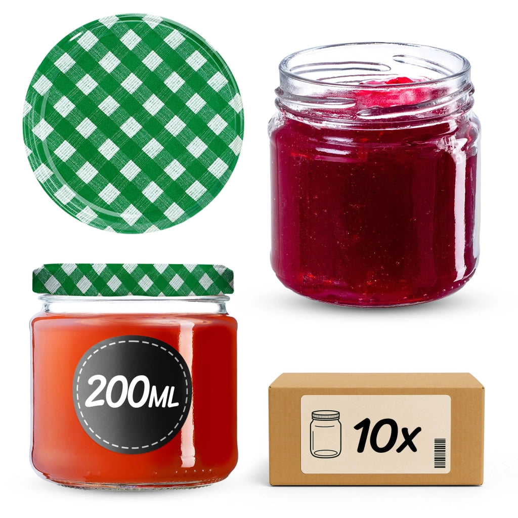 Barattoli per conserve KADAX Lerma 200ml 10 pezzi 66mm + coperchio "Griglia verde"