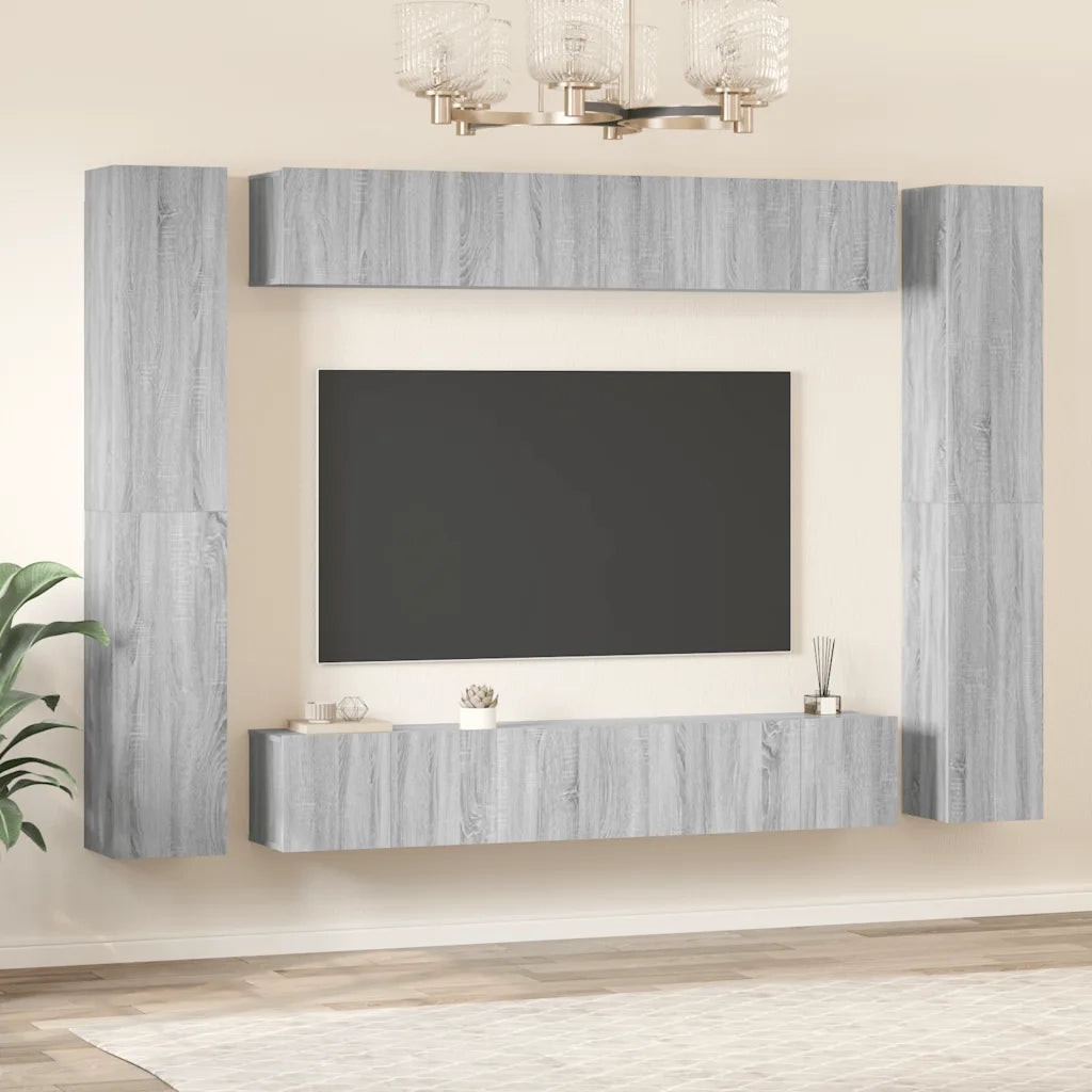 Set Mobili Porta TV 10 pz Grigio Sonoma in Legno Multistrato 3120249