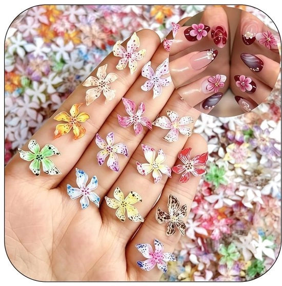 Set di accessori per manicure - Decorazioni per unghie - Fiori 3D - Colorati - Accessori per design delle unghie - Arte delle unghie - Adatto per DIY - Varie colorazioni - 50 pezzi