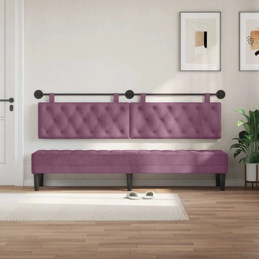 Testiera sospesa Con luce LED Viola Velluto 42032234